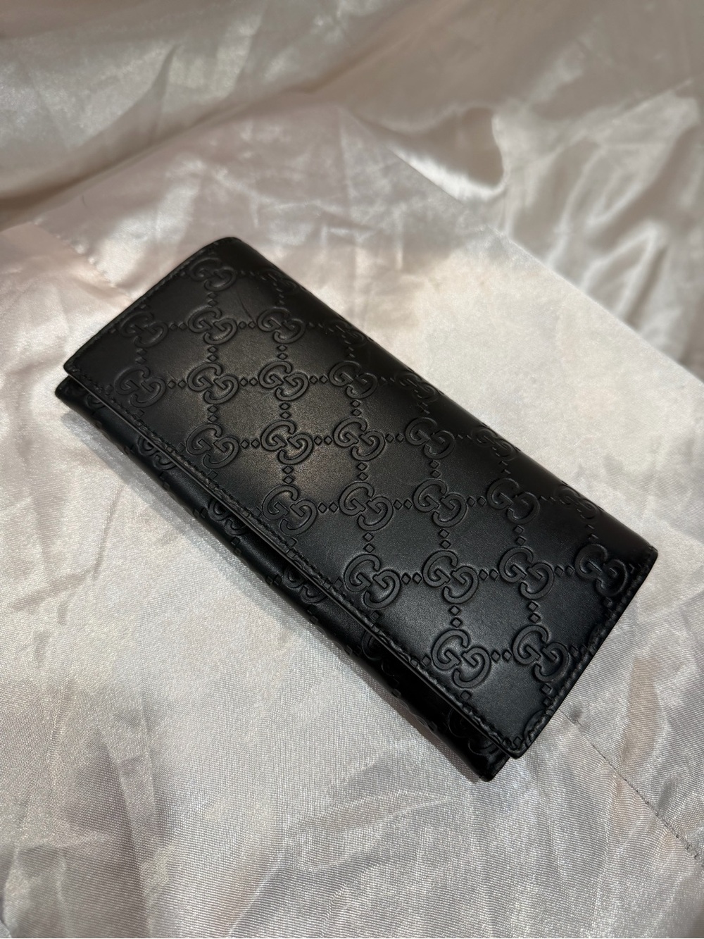 Gucci Black Embossed GG Continental Wallet